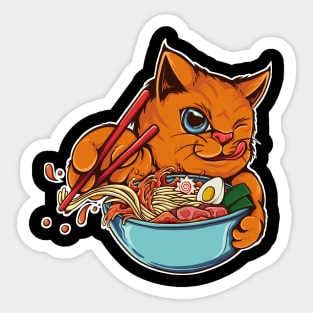 cat and ramen Sticker